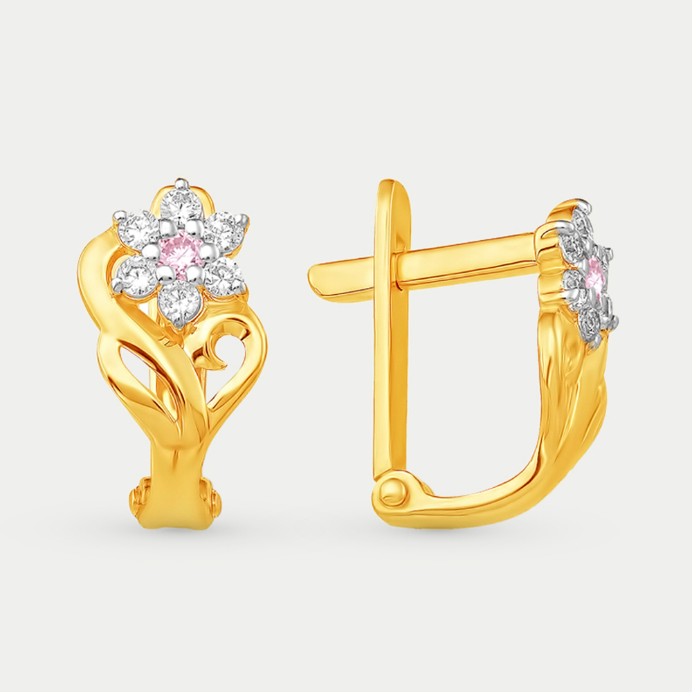 Серьги детские с фианитами из желтого золота 585 пробы (арт. С43215848)