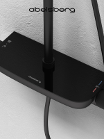 Душевая система Abelsberg Lineara SNS52790MB с термостатом и полкой для душа, вулканический черный