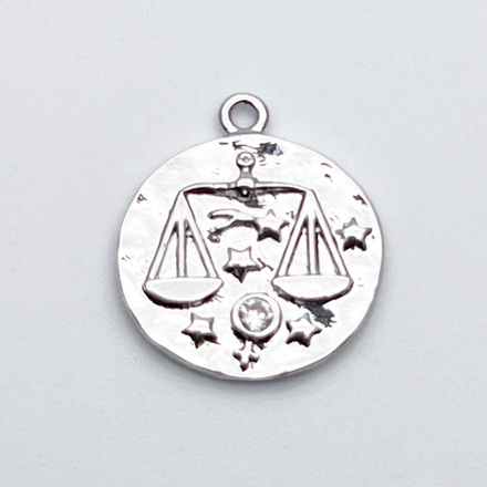 Подвеска Знак Зодиака Весы, цвет серебро, фианит, размер 16*14 мм, цена за 1 шт