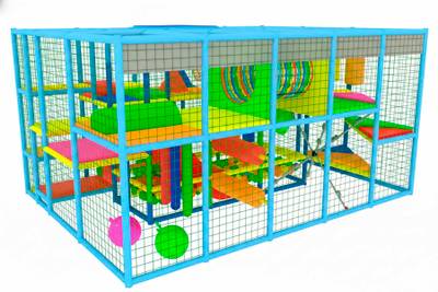 Детский уличный игровой лабиринт с крышей «Теремок» 6,15×3,69×3,3 м