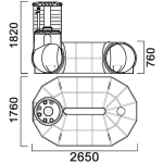 Резервуар О-образный 2000 л для подземного хранения дизельного топлива, с увеличенной высотой горловины Анион 2000 л. горизонтальный (2650x1760x1820см;черный) - арт.559480