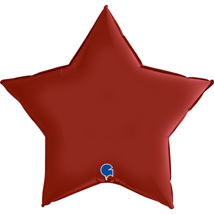Шар (18""/46 см) Звезда, Рубиновый, Сатин, 1 шт з56
