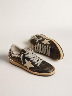 Ball Star in brown leather with crystal decoration