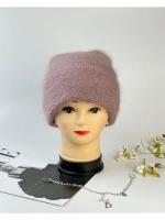 шапка зимняя вязаная ангора с пайетками