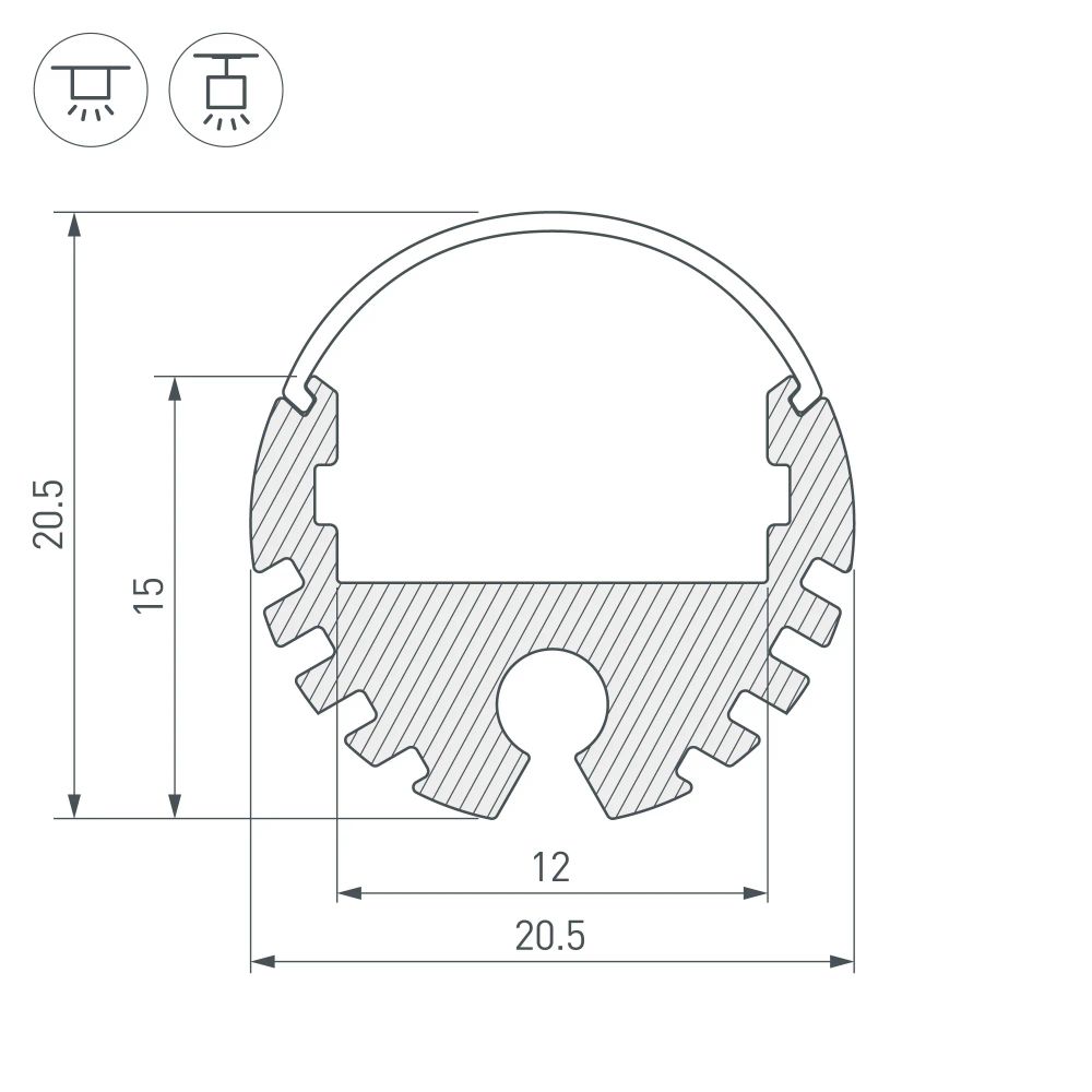Профиль ROUND-D20-2000 ANOD (Arlight, Алюминий) 040645