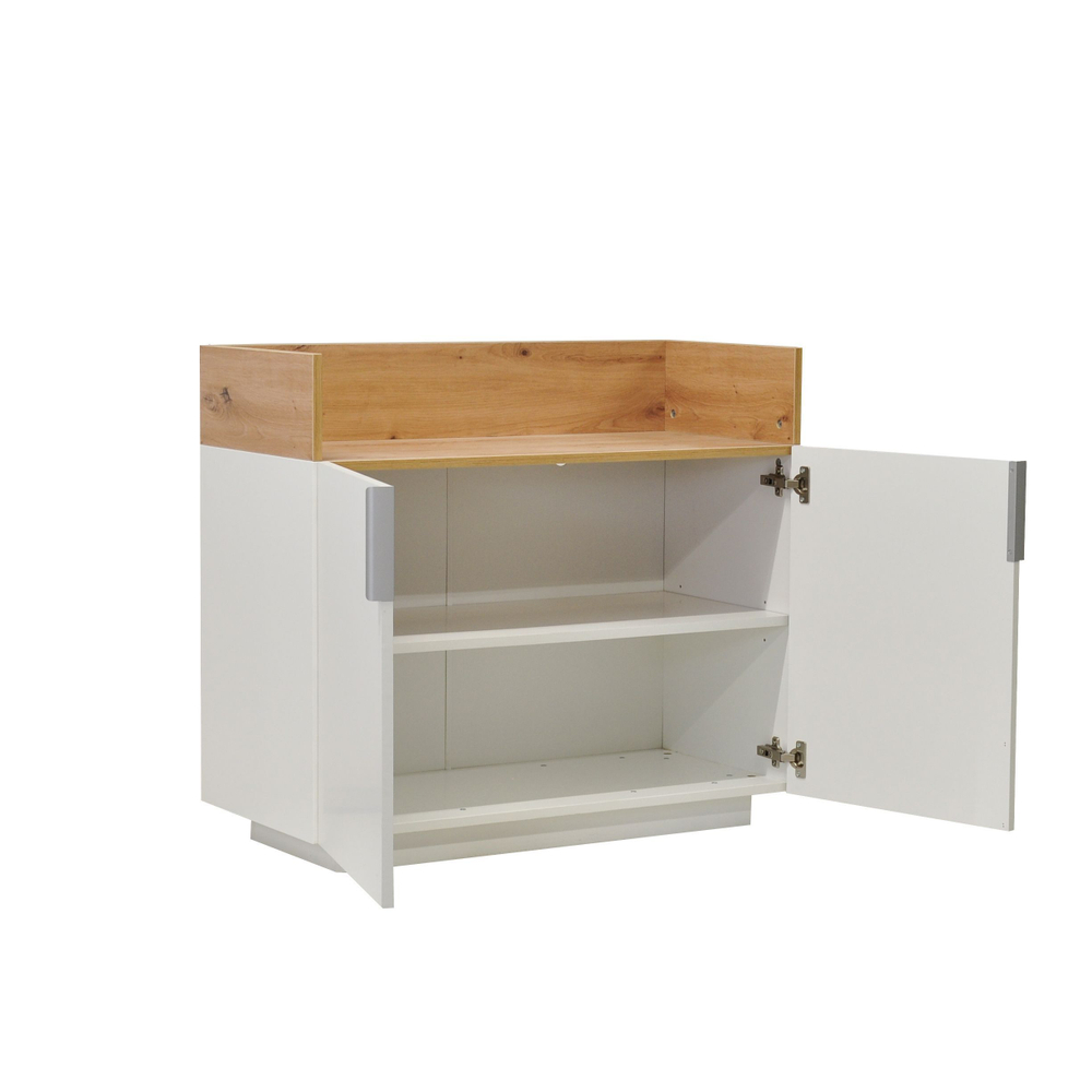 Dipriz Комод белый Меламин 2 двери, парящая тумба с нишей 90х42х80 см, белый/артизан