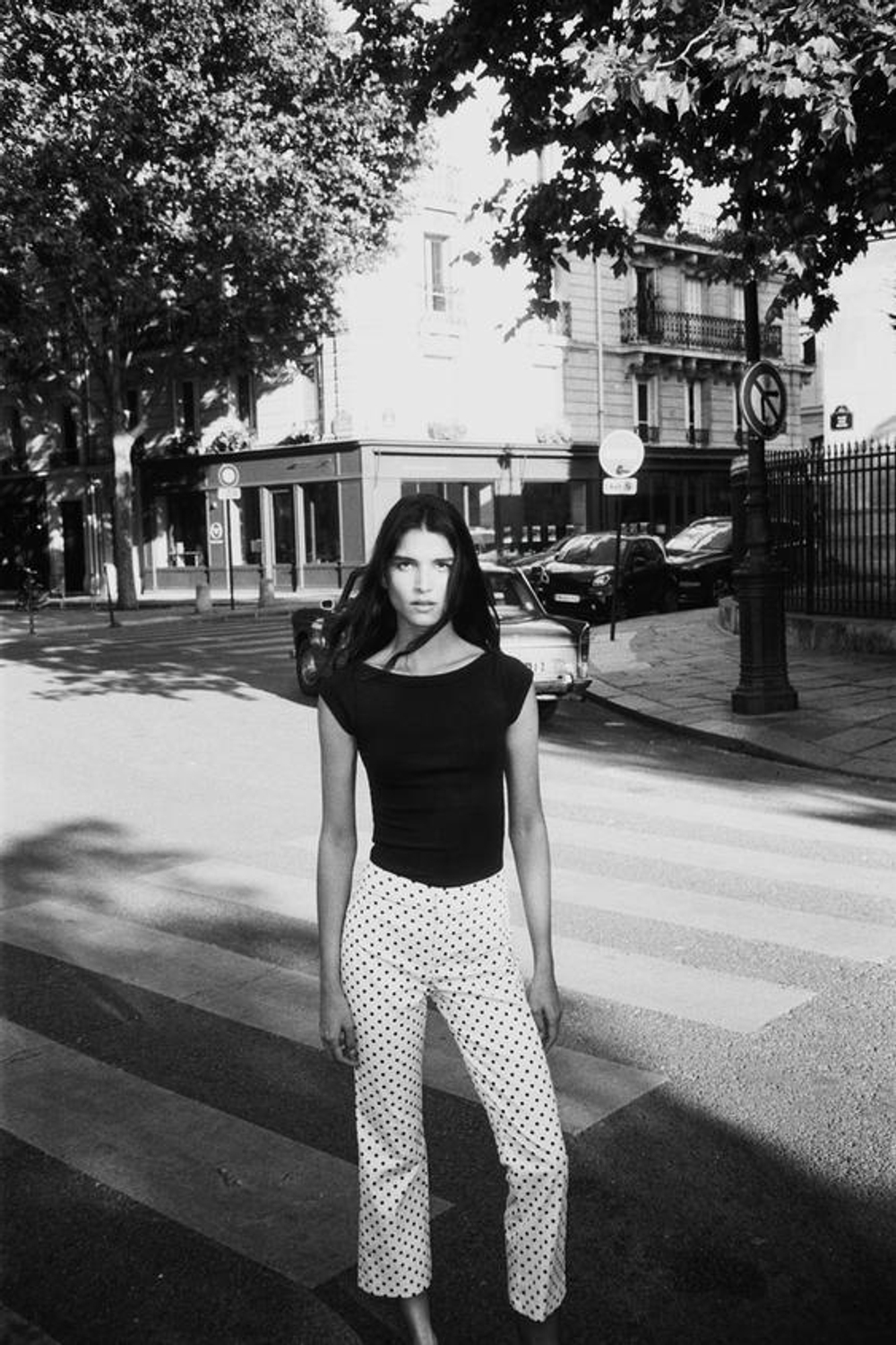 ZARA БРЮКИ MINI FLARE В ГОРОШЕК, ЭКРЮ / ЧЕРНЫЙ