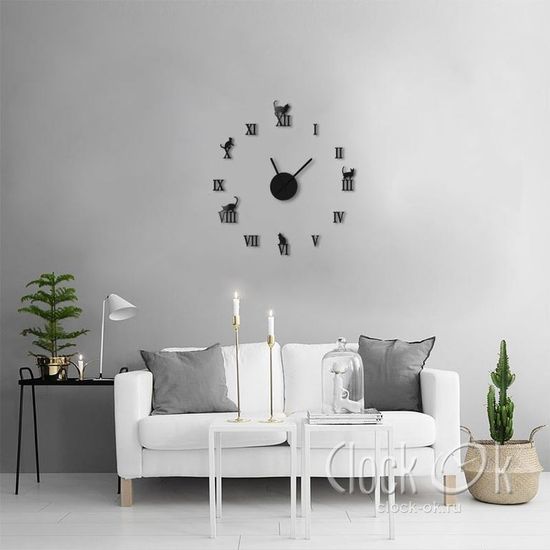 Настенные 3D часы Charm Cat