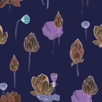 лотосы на синем