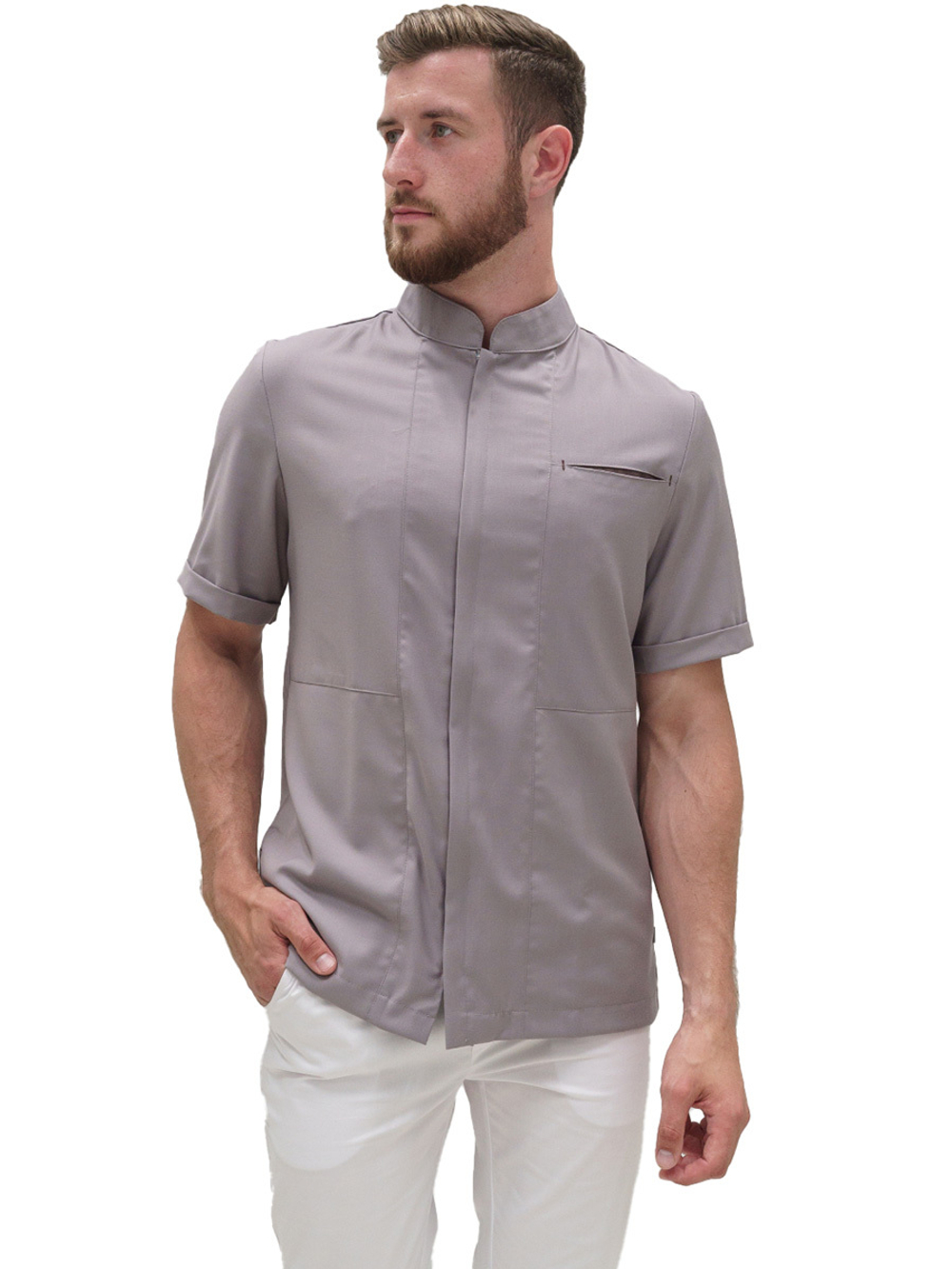 Рубашка медицинская мужская Тезис TZ700 на молнии, черный, 50