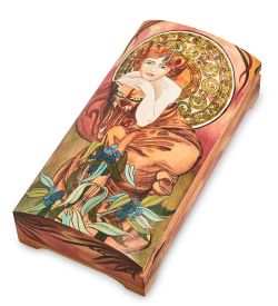 Народные промыслы МР-16/33-D Шкатулка «Альфонс Муха - Драгоценные камни. Изумруд»