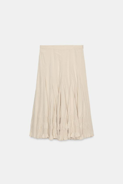 ZARA ЮБКА МИДИ ГОДЕ, ЦВЕТ ЛЬДА