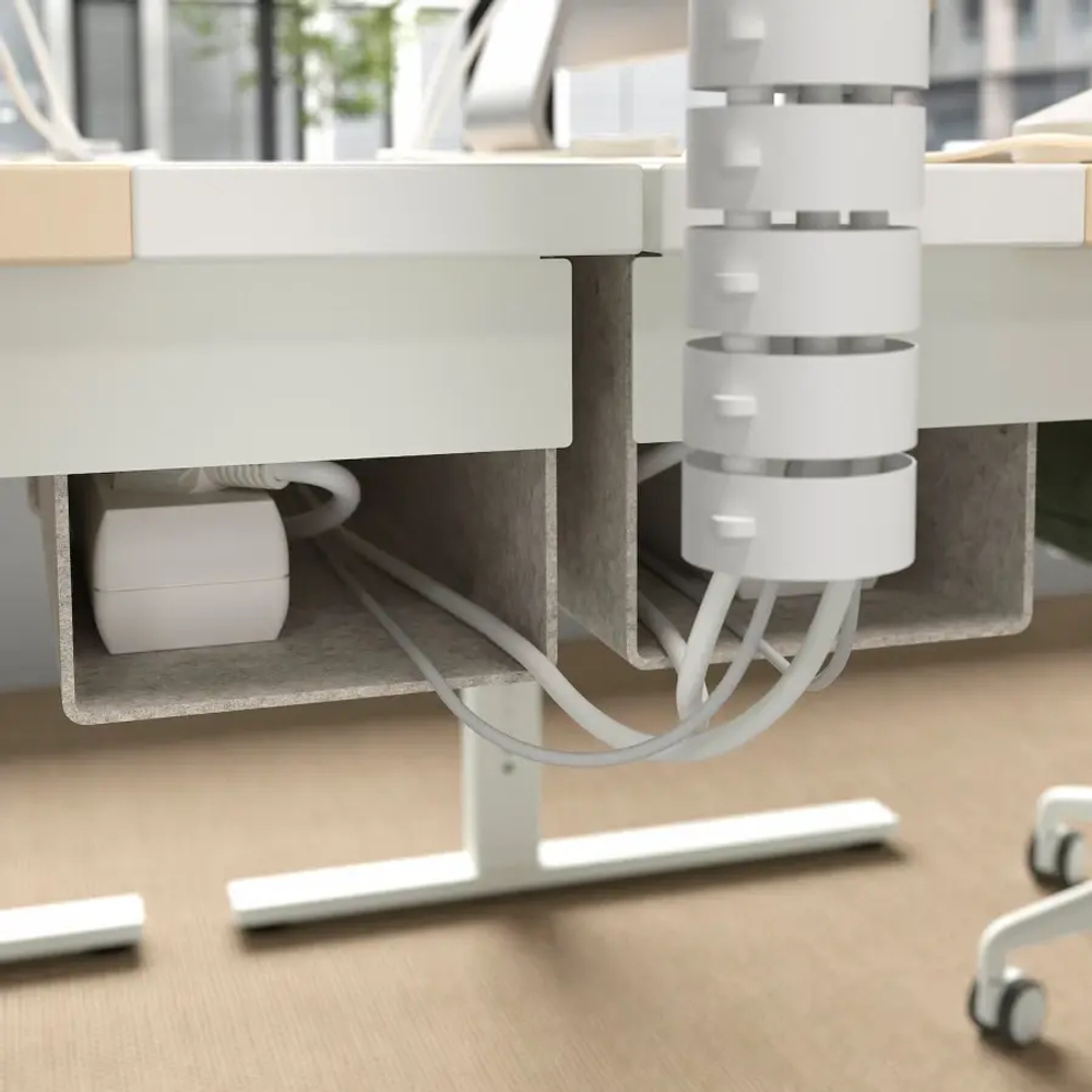 Письменный стол с регулировкой по высоте - IKEA MITTZON/МИТТЗОН ИКЕА, 120х80х62-126 см, белый/под беленый дуб