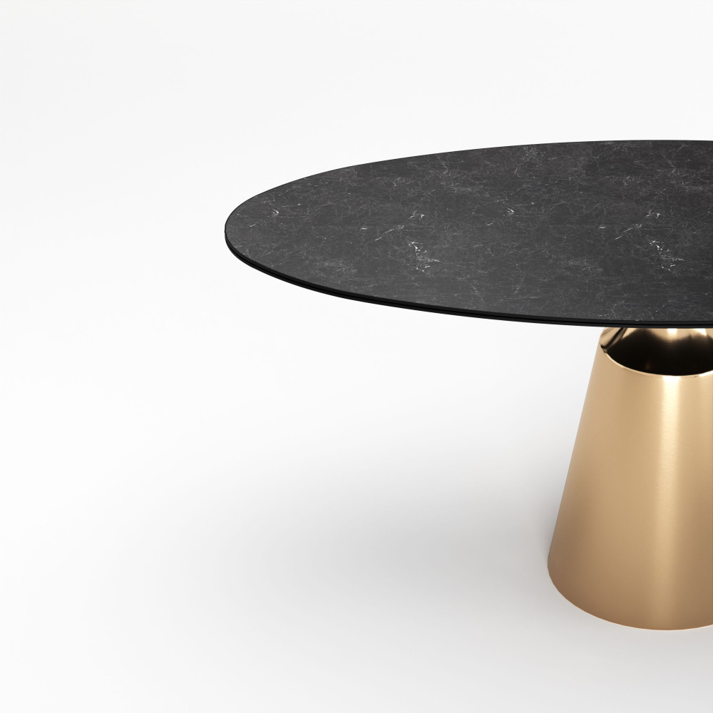 Стол овальный Lucas 160, керамика матовая, черная