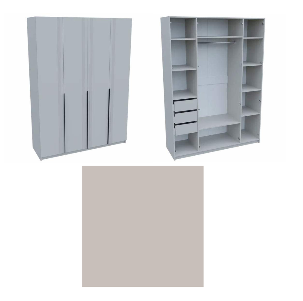 Шкаф 4-х створ. с 3-мя ящиками Ольга-6 кашемир