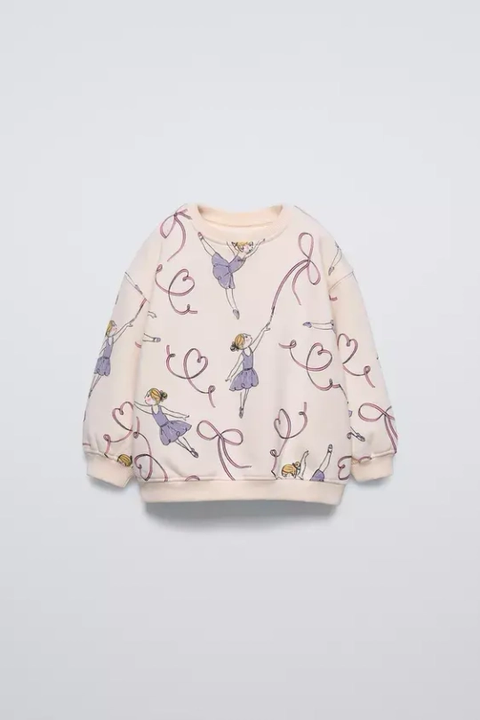 ZARA ХУДИ С ПРИНТОМ, ЭКРЮ