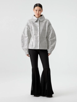 Куртка черно-белая с объемными рукавами OLA OLA