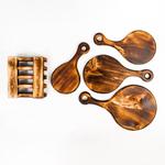 Деревянные разделочные доски 4 шт. из сибирского кедра на подставке RDN14