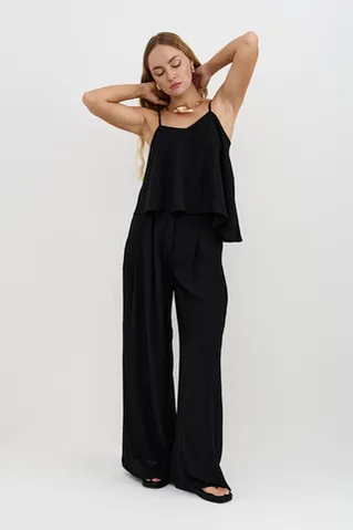 Асимметричный топ из шифона черного цвета