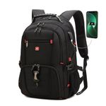 Рюкзак GERMANIUM UPGRADE Max, 3 отделения, отделение для ноутбука, USB-порт, UP-5, черный, 49х34х24 см, 271669