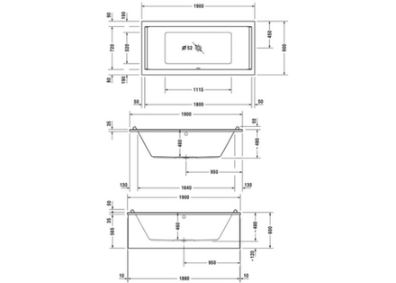 Ванна встраиваемая Duravit Starck 190x90 акриловая 700340 00 0 00 0000