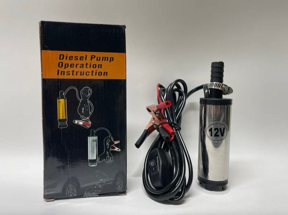 Насос 12 вольт (38 мм) СТРЕЛКА / Погружной нaсос перекачки топлива (несъёмный фильтр, 12V, D38) (20*11*6 Вес. 0,3)