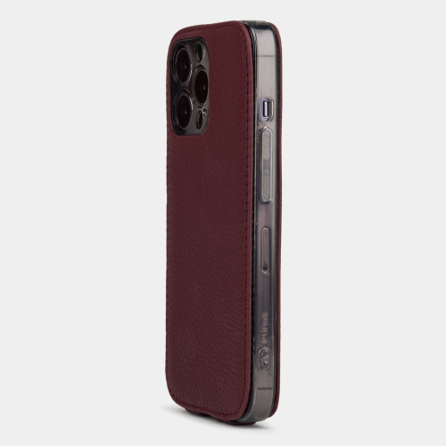 Чехол для iPhone 13 Pro Max из кожи теленка, бордового цвета