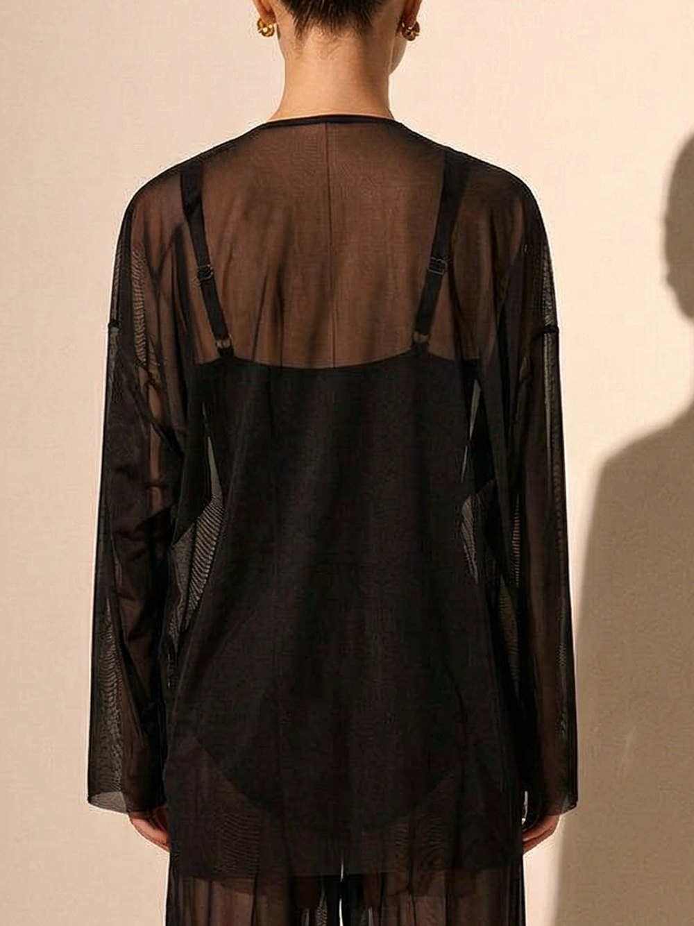 Лонгслив пляжный Сетка Черный