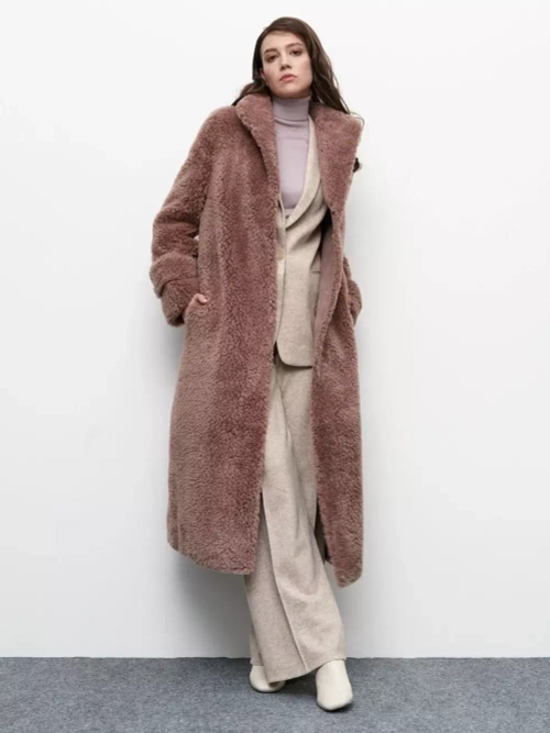 Искусственная зимняя эко шуба чебурашка, сиреневая, Северина