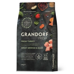 Grandorf fresh dog adult med&maxi turkey&sweet potato сухой беззерновой корм с живыми пробиотиками для взрослых собак средних и крупных пород с индейкой и бататом - 10 кг
