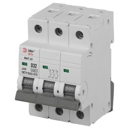 Выключатель автоматический 3п D 32А 4.5кА ВА47-63 PRO ЭРА Б0059480