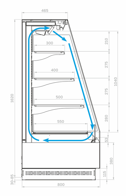 Пристенная витрина Carboma Tokyo 2 F16-08 VM 1,0-2 (0430)