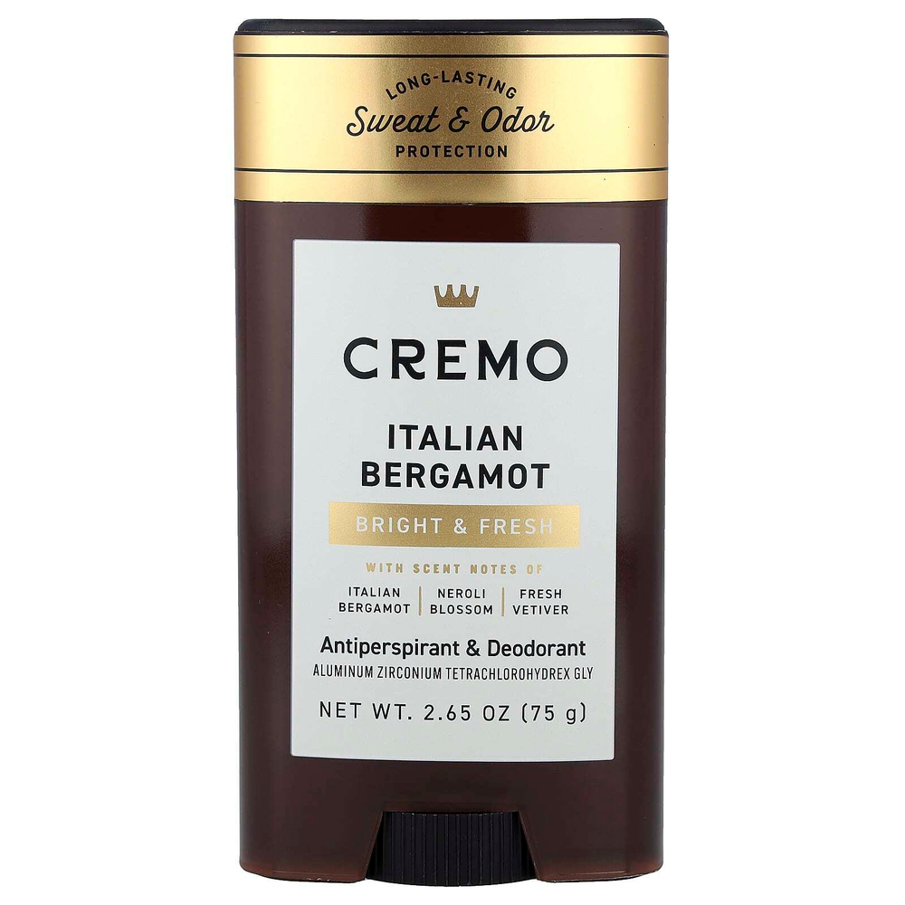 Cremo, Дезодорант и антиперспирант, итальянский бергамот, 75 г (2,65 унции)