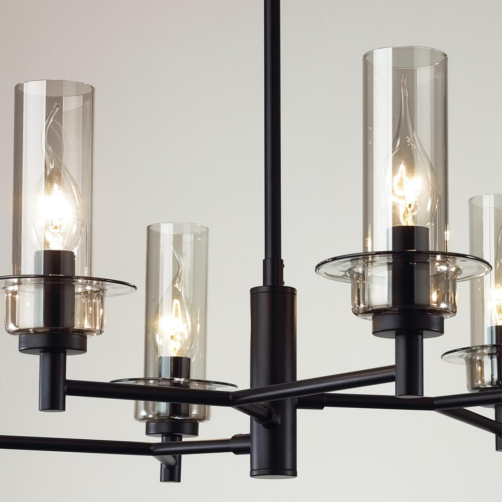 6555/6C CLASSI LN25 29 черный/дымчатый/металл/стекло Люстра потолочная E14 6*40W 220V MADONNA