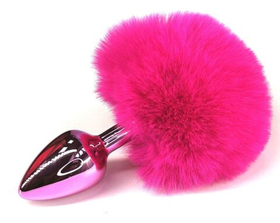 Розовая анальная пробка с заячьим хвостиком (Цвет: розовый)