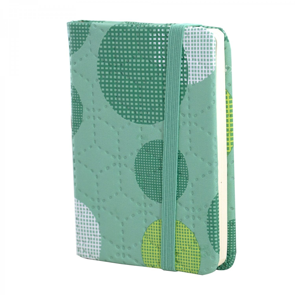 Записная книжка, А7, Alingar, 7БЦ, ПВХ, на резинке, клетка, 96 л., "Шары", зеленый