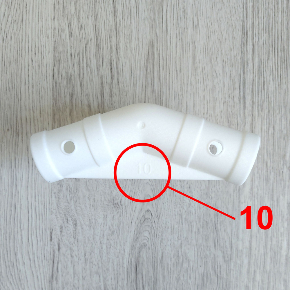 Т-образный соединитель - тройник BestWay с маркировкой "10", запчасть для круглых каркасного бассейна 305 на 76 см. Pro Max Bestway артикул 56677 Белый