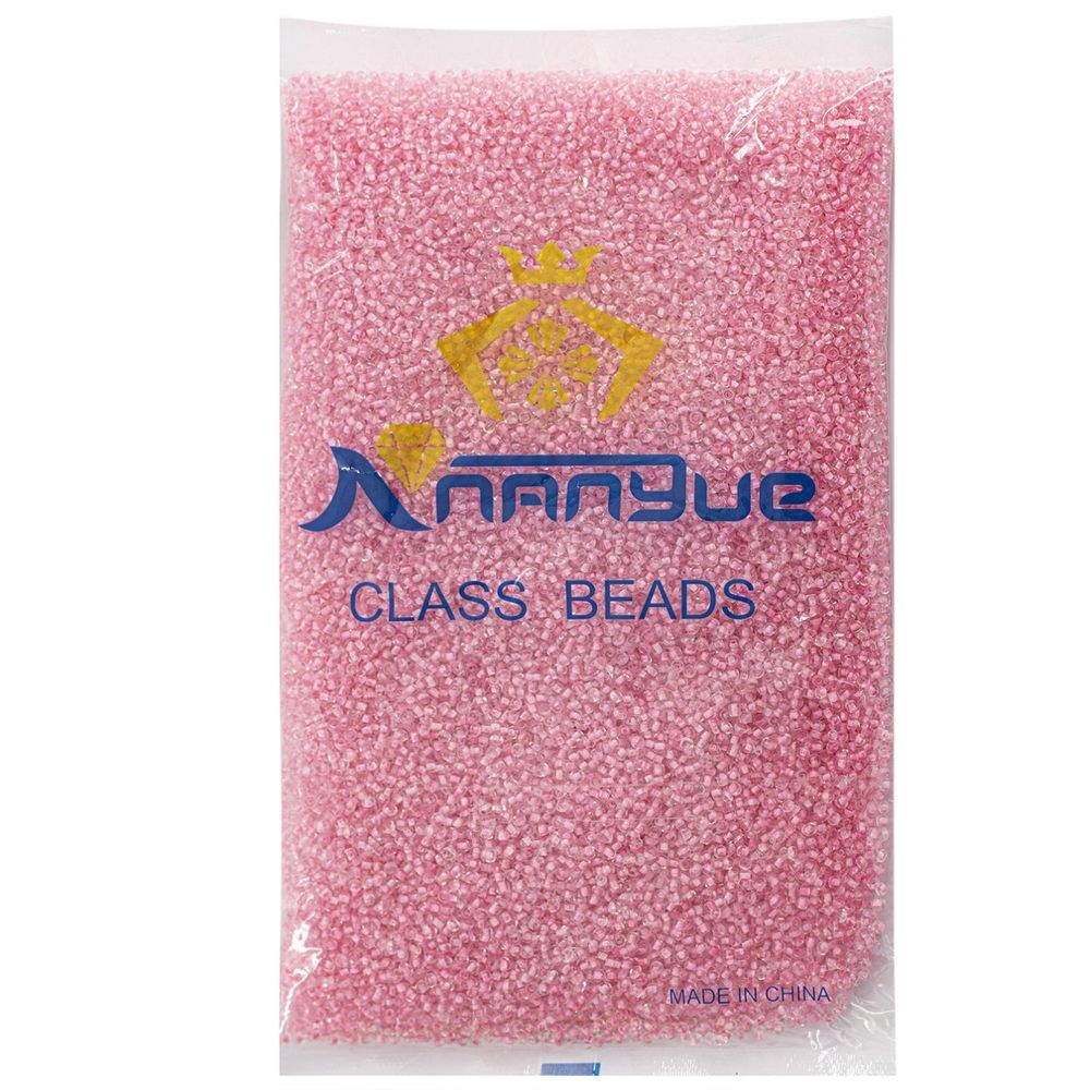 Бисер Alingar размер №12 вес 450 гр., прозрачный кристалл, внутри розовый, пакет
