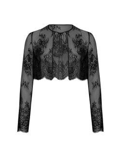 Укороченный топ из кружева с рукавами и завязками