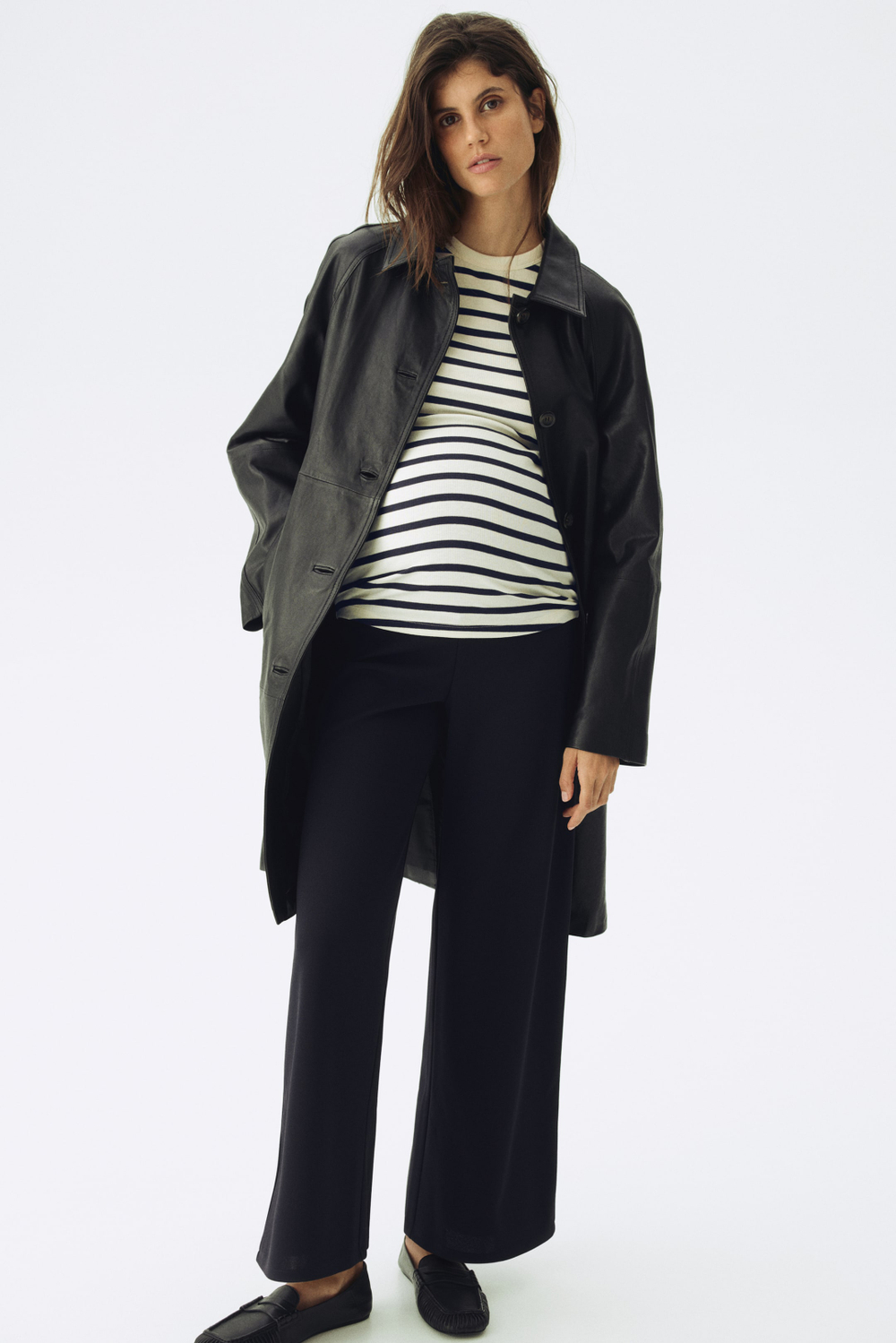 H&M Трикотажный топ в рубчик для беременных, полоски