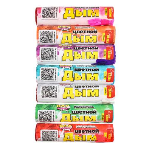 Факел дымовой,12см (фитильный), цвета в асс:белый,розовый,зеленый,бирюзовый,оранж,фиолетовый,красный