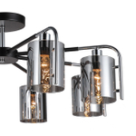 Потолочный светильник 8x40Вт E14, металл/стекло, чёрный/хром/дымчатый плафон