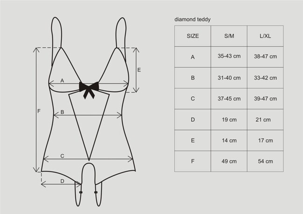 Чёрное кружевное боди с вырезом в интимном месте Diamond Teddy SM (42-44) (Цвет: черный)