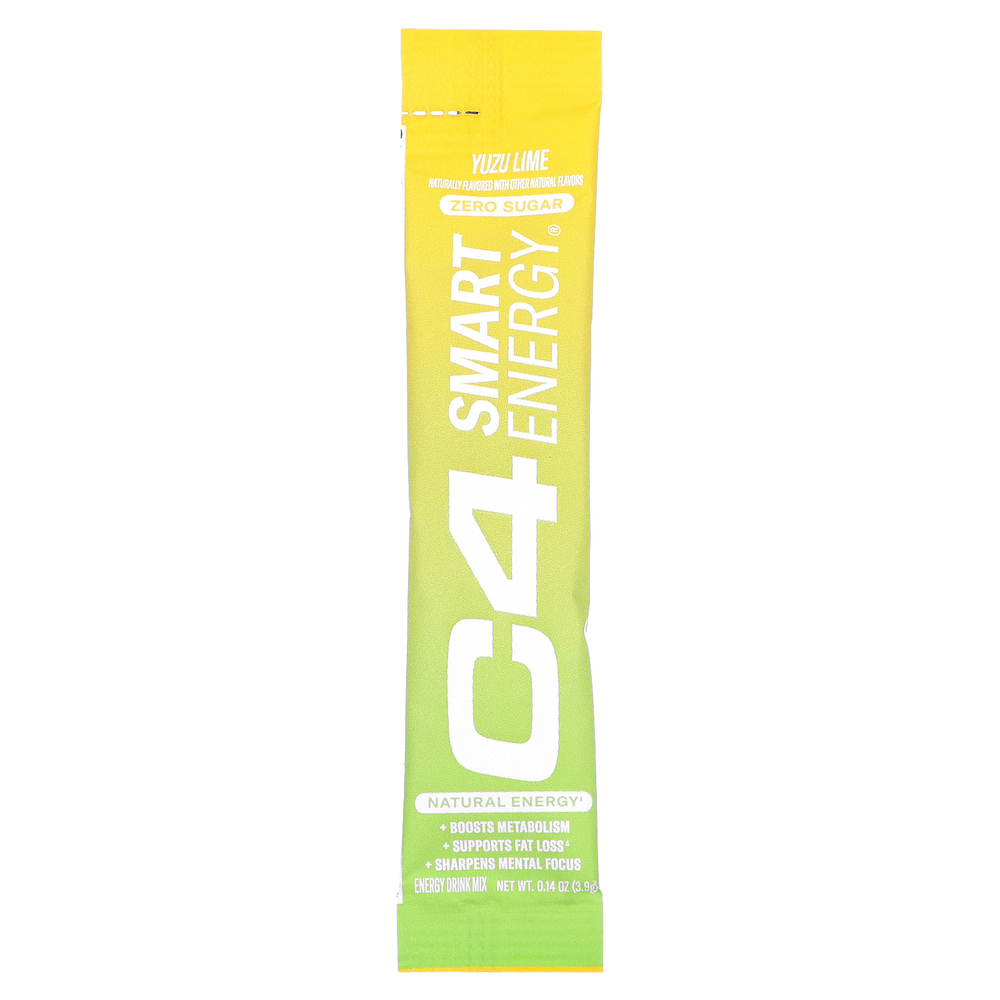 Cellucor, C4 Smart Energy, смесь для приготовления энергетического напитка, со вкусом юдзу и лайма, 14 стик-пакетов по 3,9 г (0,14 унции)