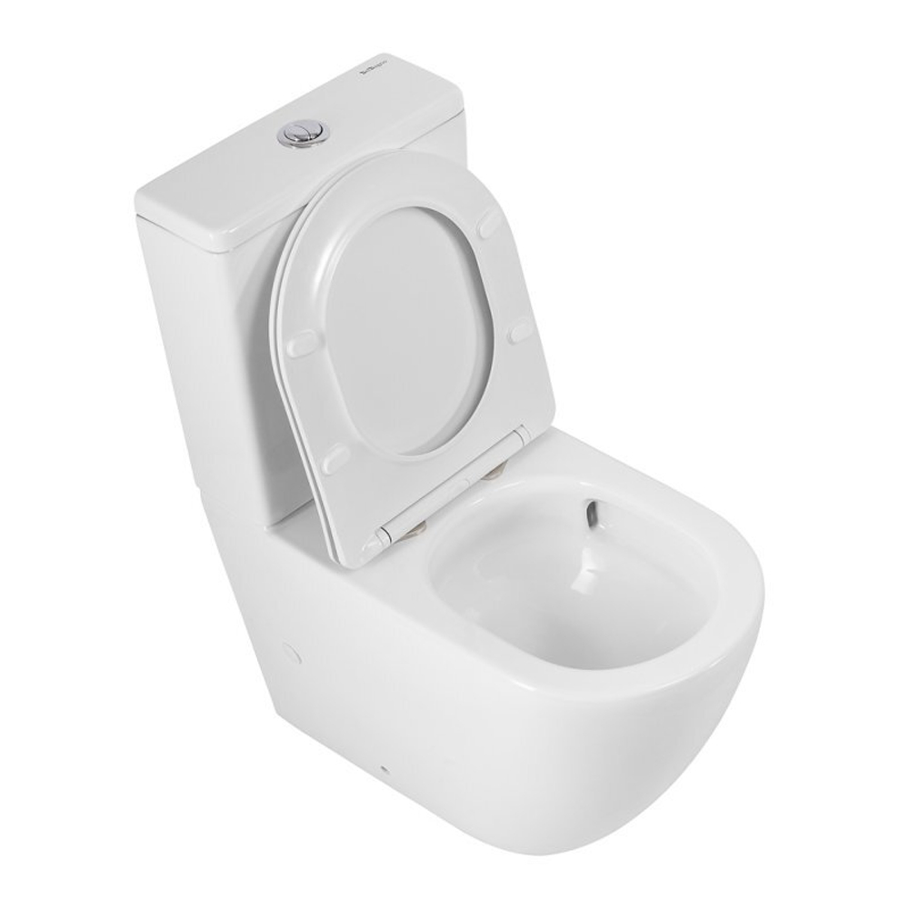 Унитаз-компакт безободковый BelBagno Sfera-R BB2141CP-TOR/SC с крышкой-сиденьем микролифт, белый