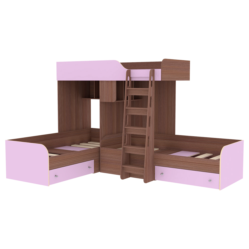 Кровать-чердак КарИВи Трио Бодего Темный Ирис