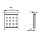 Трап для душа AZARIO 150х150 цельнометаллический, перфорированная решетка, горизонтальный выпуск (AZZ1150)
