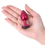 Красная анальная пробка 7,2см с кристаллом черного цвета ToyFa Metal 717007-95