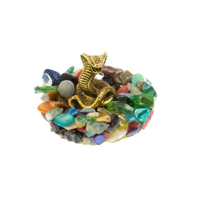 Статуэтка "Кобра" на самоцветах бронзовая 5х5х3 см