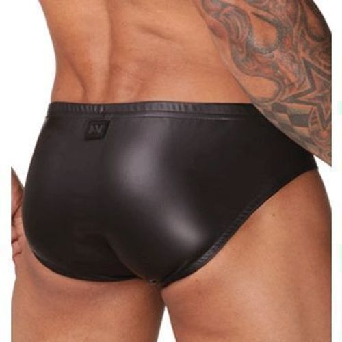 Мужские трусы слипы черные под кожу N2N Leather Black Euro Cut Brief N2N0002